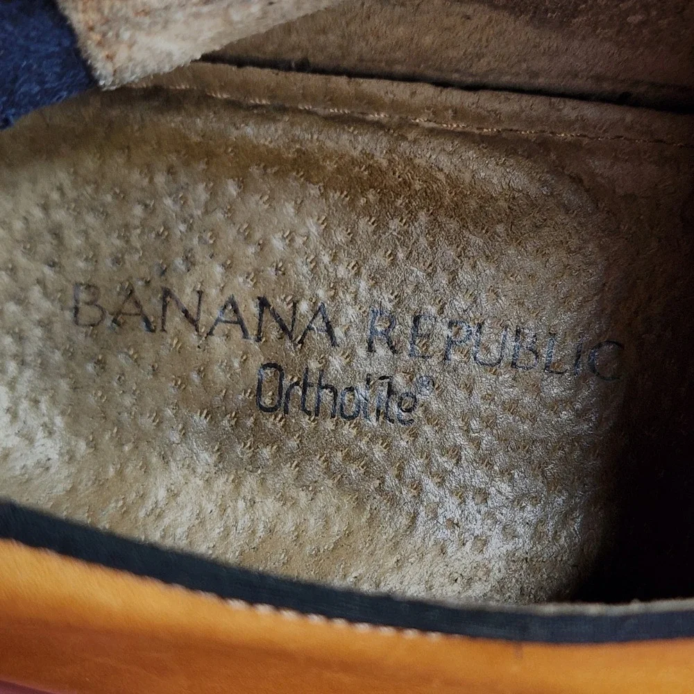 Banana Republic Dress Shoes 11 Mens Tan Genuine Italian Leather Oxford Derby‎